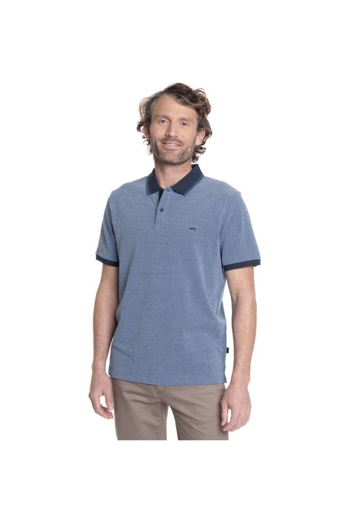 POLERA HOMBRE MANGA CORTA JACQUARD CHELSEA. Celeste XL