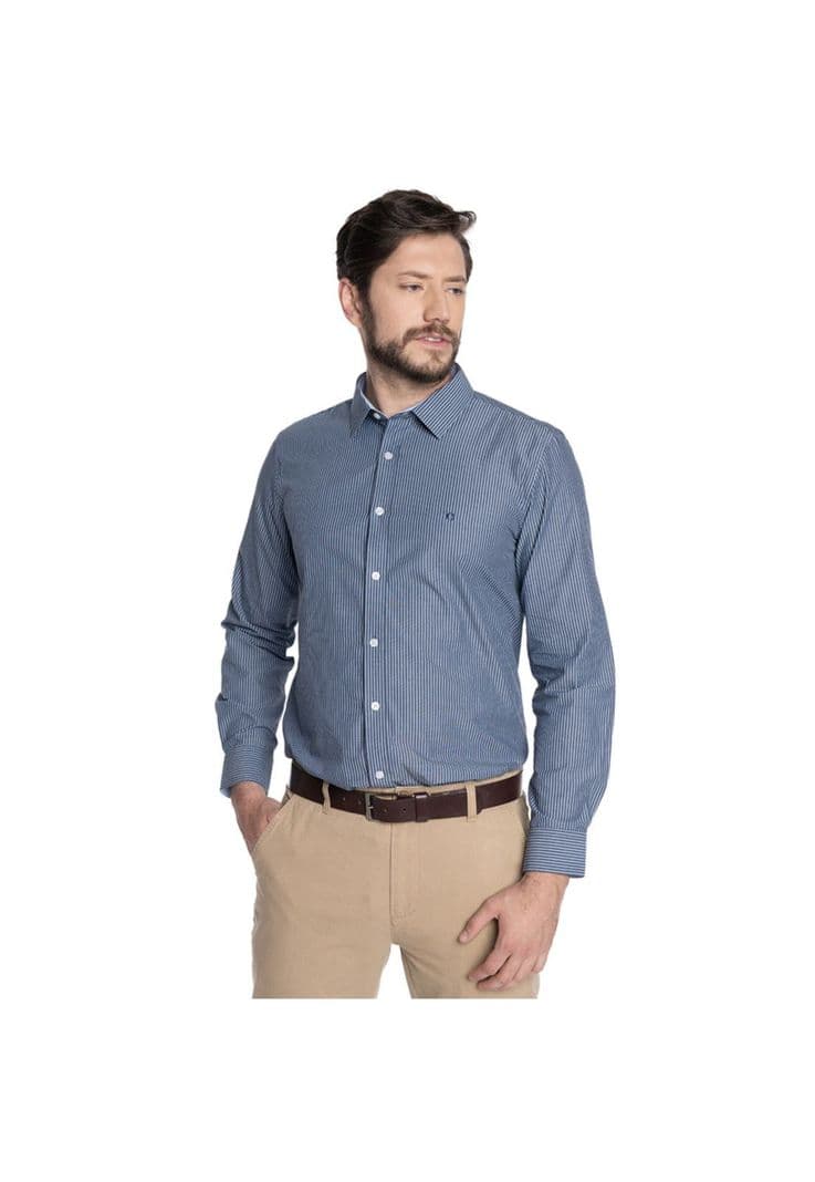CAMISA HOMBRE FORMAL MANGA LARGA TREVIRA LISTADA BILBAO Azul S