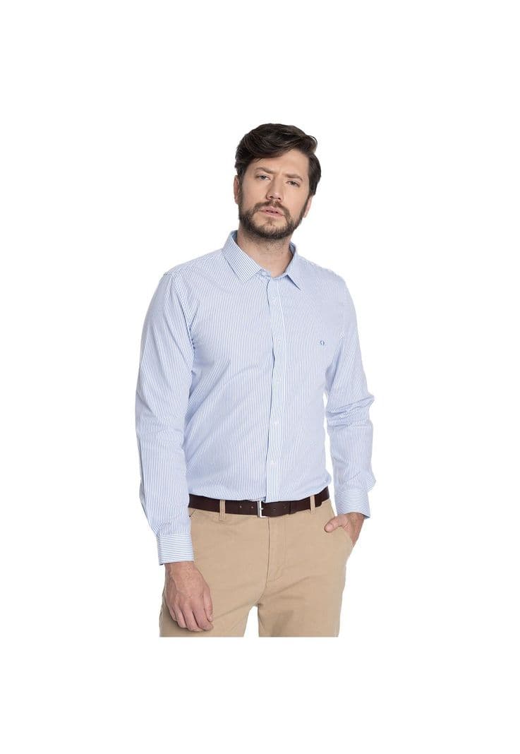 CAMISA HOMBRE FORMAL MANGA LARGA TREVIRA LISTADA BILBAO Celeste L