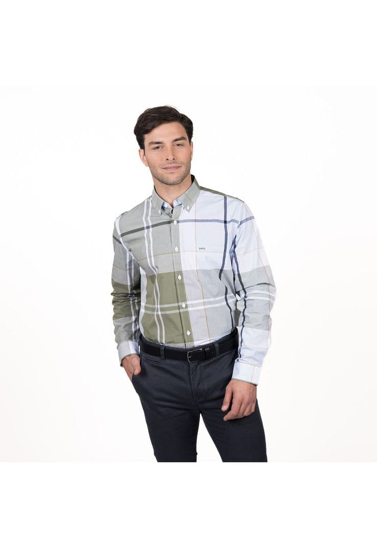 Camisa Queens Escocesa Regular Fit Verde Oscuro 2XL
