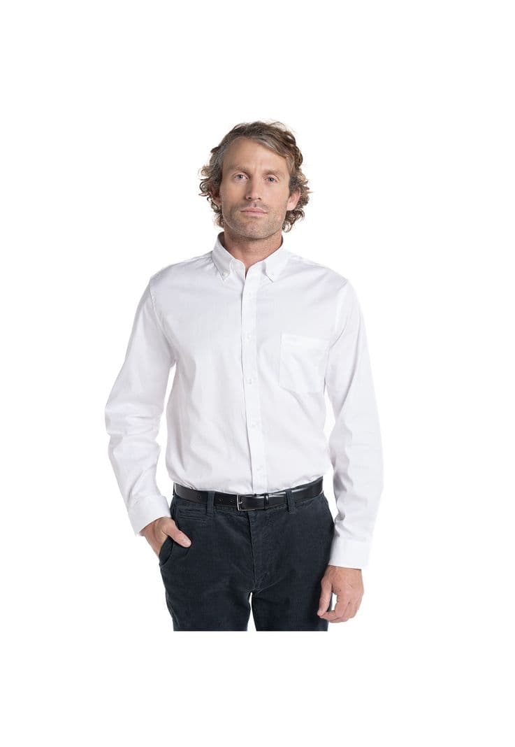 Camisa Hombre Oxford Manga Larga Crosby Algodon Blanco L