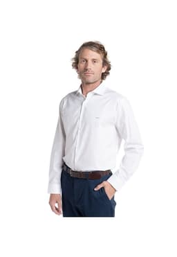 Camisa Hombre Manga Larga Jacquard Harlem Algodon Slim Fit Blanco S