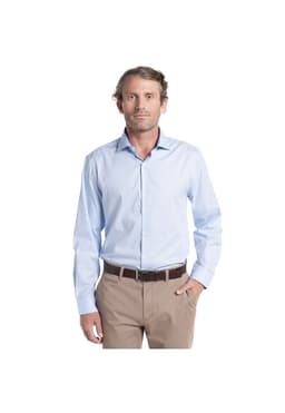 Camisa Hombre Manga Larga Jacquard Harlem Algodon Slim Fit Celeste L