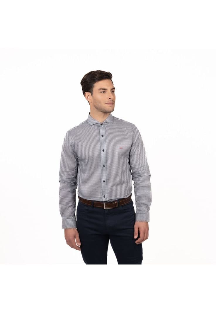 Camisa Tribeca Estampada Comfort Fit Azul Marino L