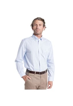 Camisa Hombre Manga Larga Rockefeller Algodon Slim Fit Azul Marino XL
