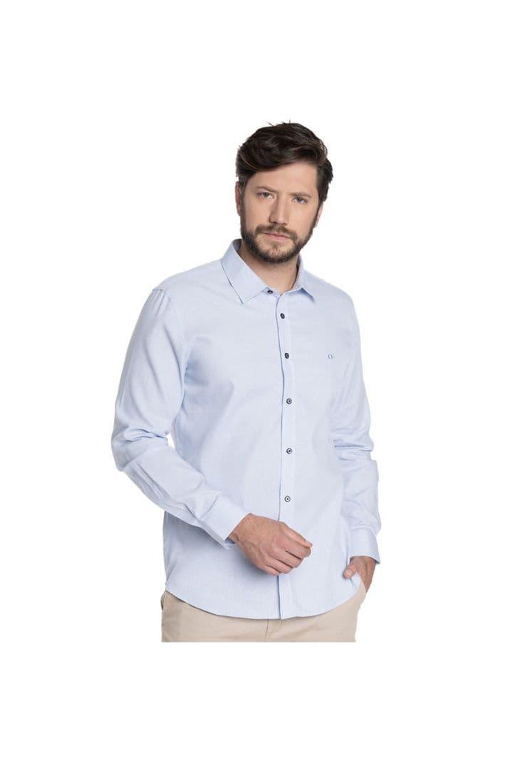 CAMISA HOMBRE CASUAL MANGA LARGA TEXTURADA GRANADA Celeste L