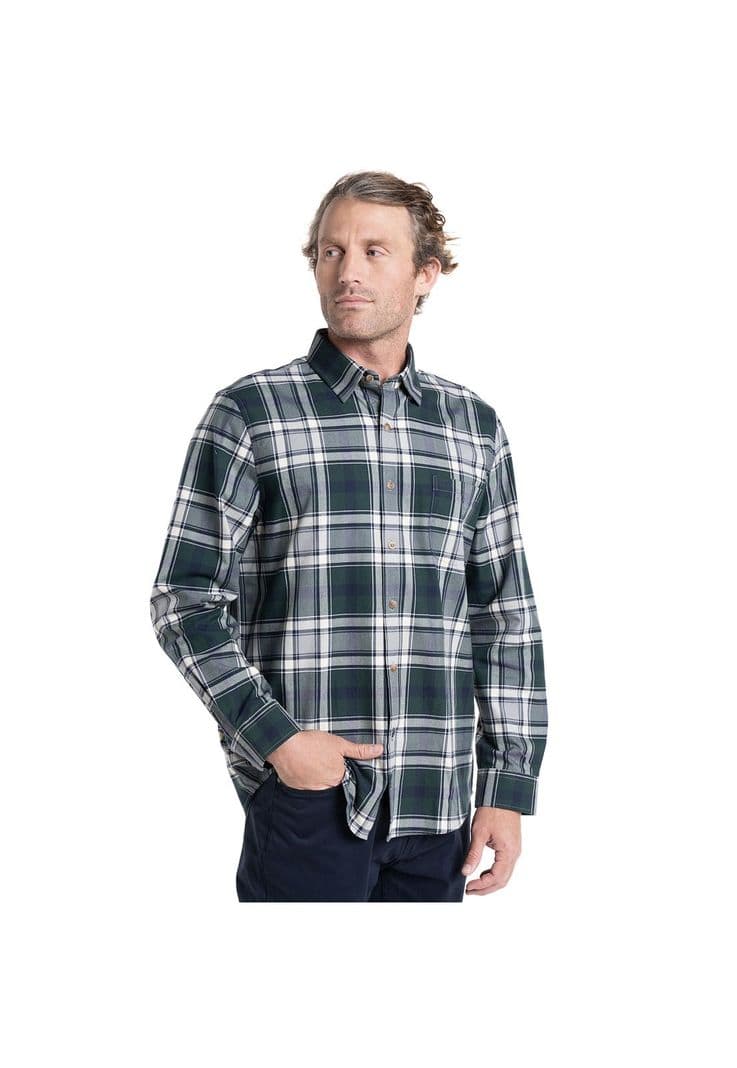 Camisa Manga Larga Hombre Escocesa Island Algodon Cuadros Gris L