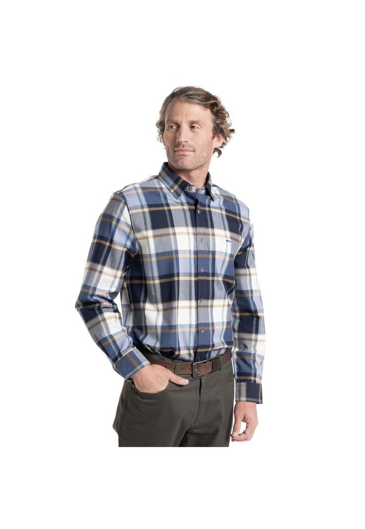 Camisa Manga Larga Hombre Escocesa Island Algodon Cuadros Azul M