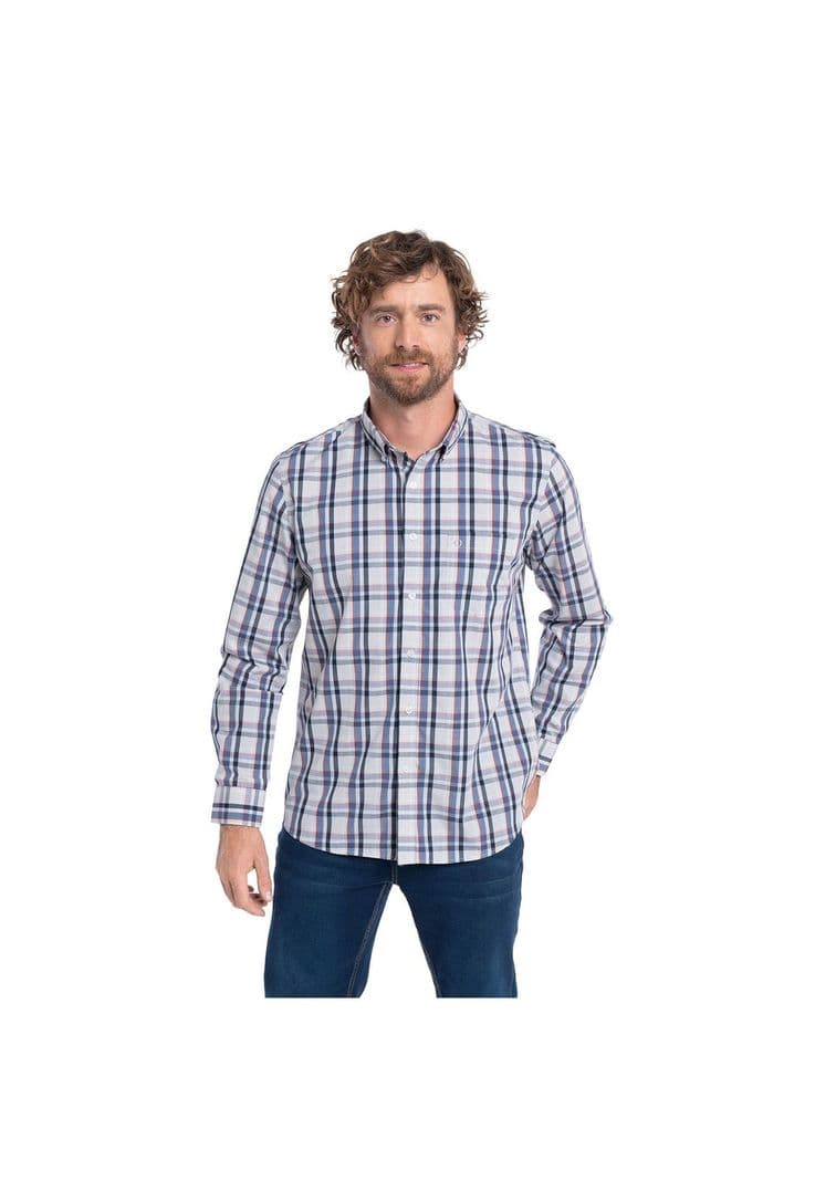 CAMISA MANGA LARGA TREVIRA CUADROS HOMBRE ALMERIA. Ladrillo 2XL