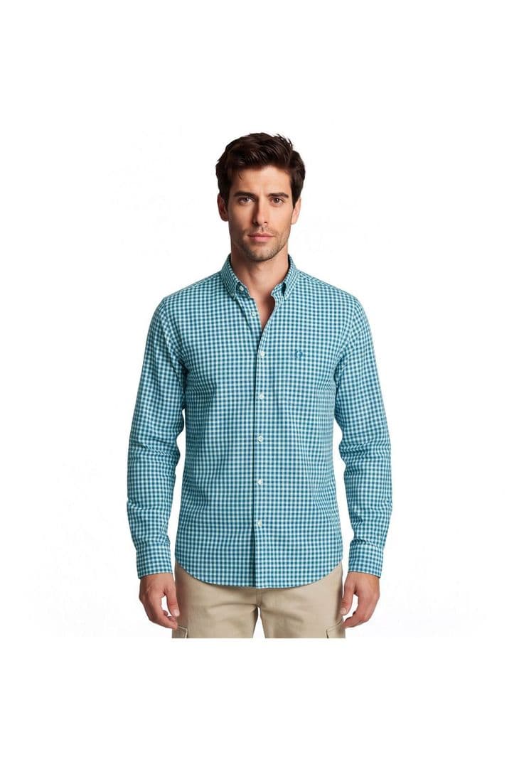 CAMISA CASUAL MANGA LARGA OXFORD CUADROS CORDOBA Azul 2XL