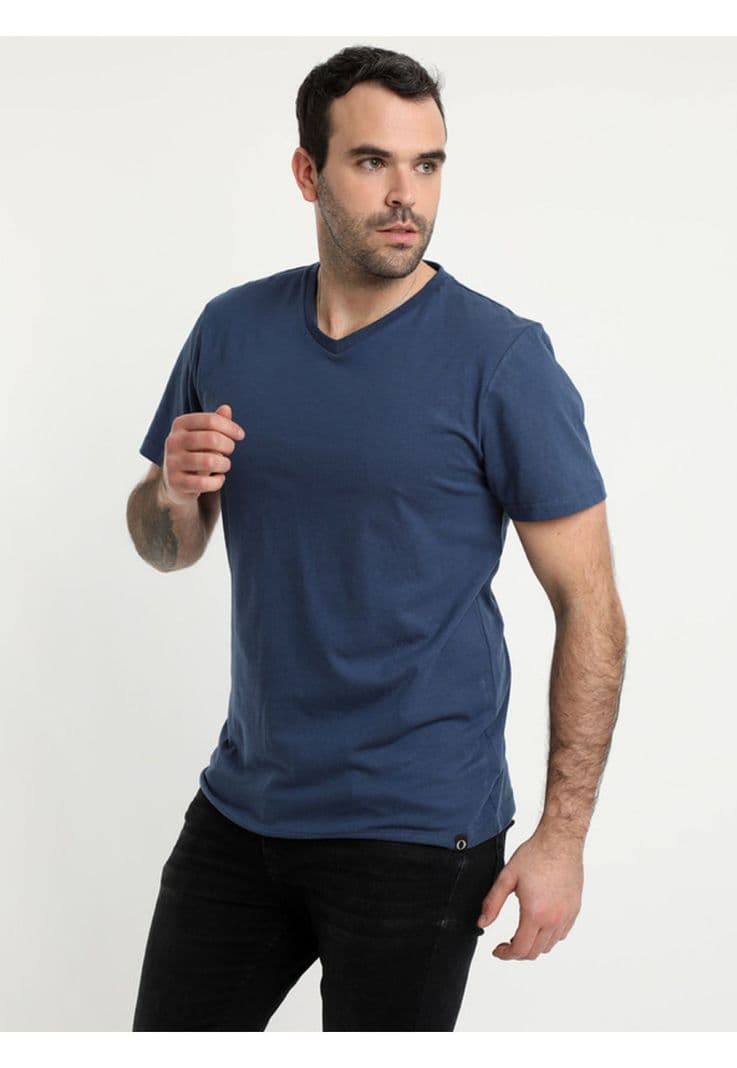 Polera Cuello V Azul Marino XL