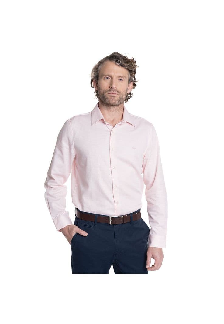 CAMISA HOMBRE MANGA LARGA JACQUARD WILLIAMSBURG. Rosado L