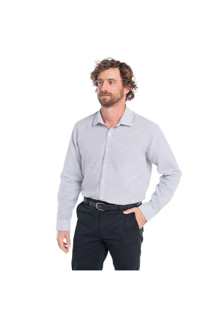 CAMISA MANGA LARGA TEXTURA HOMBRE GALICIA. Gris L