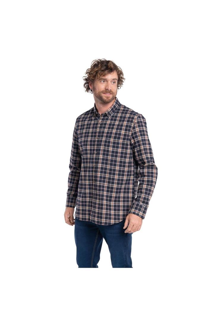 CAMISA MANGA LARGA VILLELA CUADROS HOMBRE ALCALA. Azul Marino S