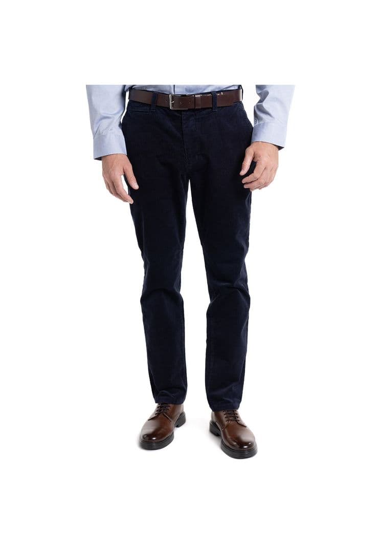 Pantalon Chino Hombre Algodon Slim Fit Casual Cotele Azul Marino 50