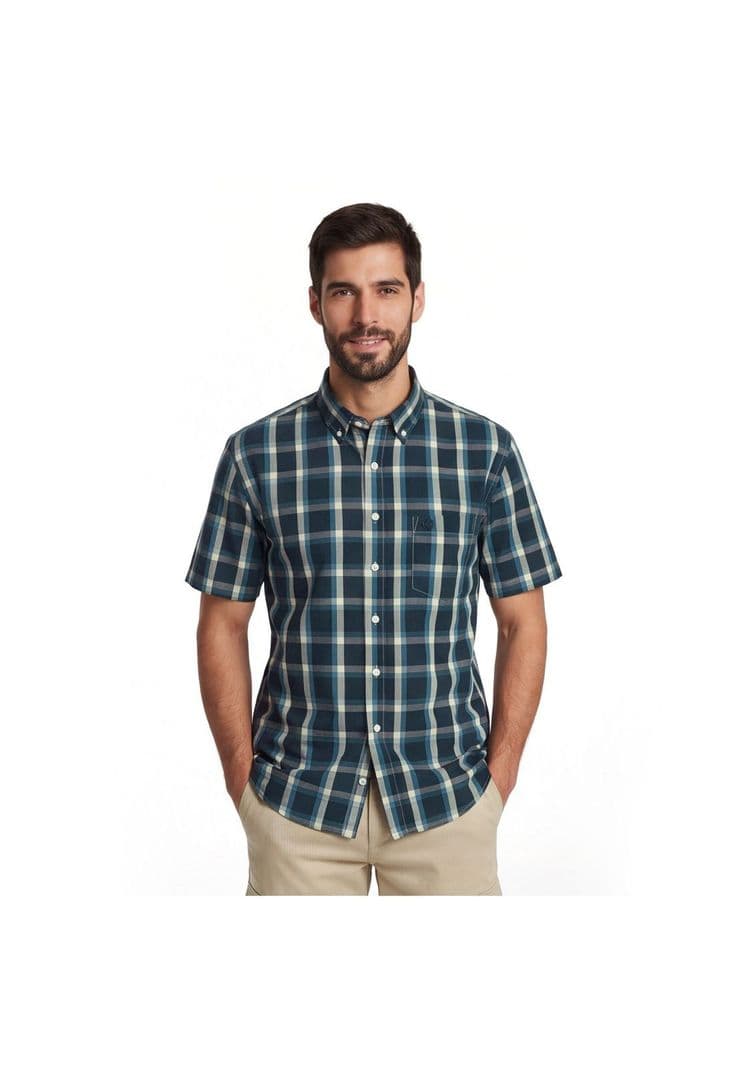 CAMISA MANGA CORTA TREVIRA ESCOCESA EDIMBURGO Azul Marino 2XL