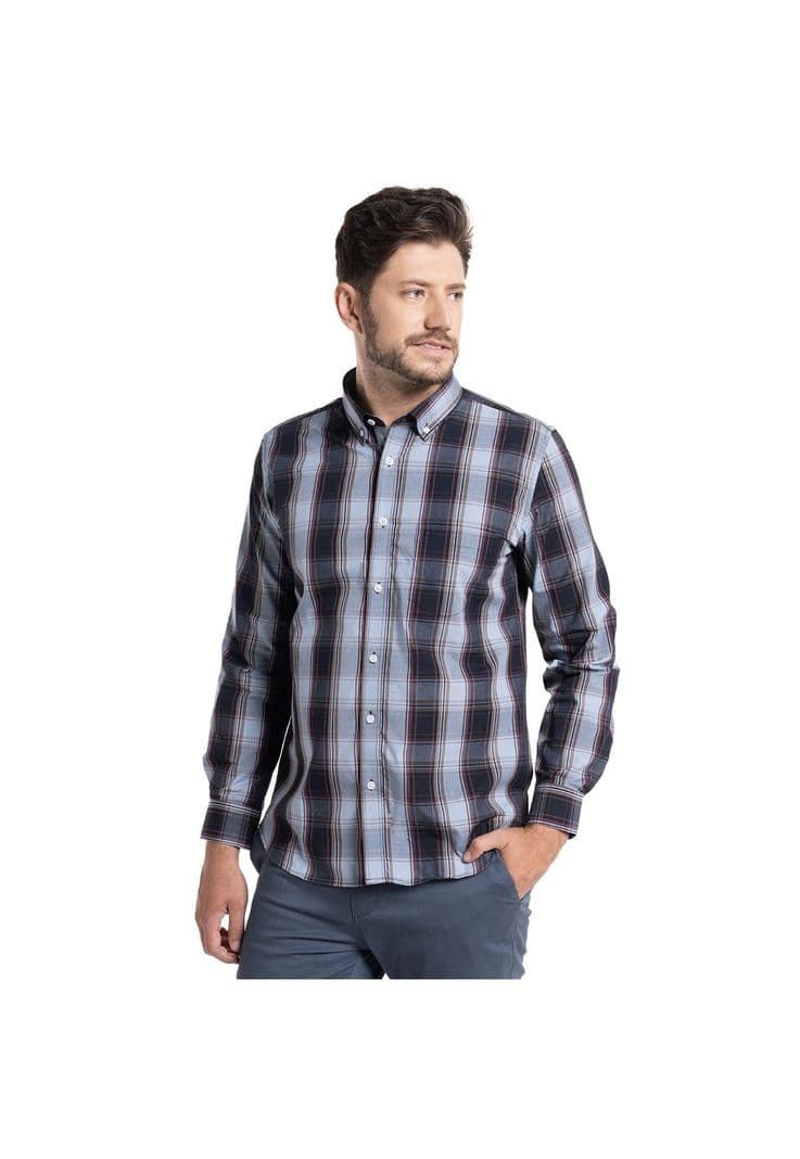 Camisa Trevira Cuadros Almeria Celeste XL