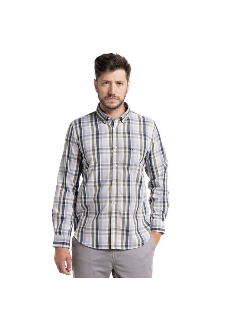 Camisa Trevira Cuadros Almeria Azul Petroleo M