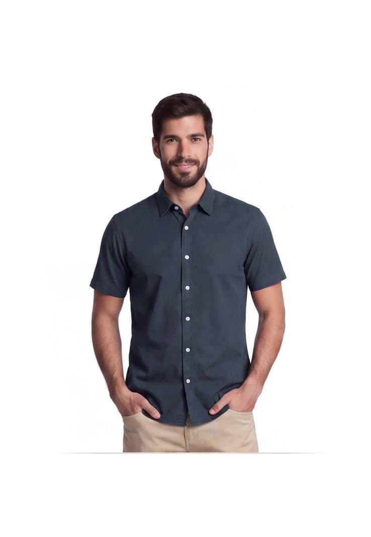 CAMISA MANGA CORTA LYOCELL LISA SANTIAGO Azul Oscuro M