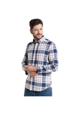 Camisa Oxford Cuadros Leon Azul Electrico M