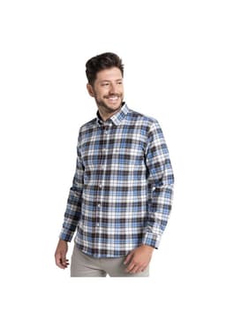 Camisa Oxford Cuadros Leon Azul Petroleo XL