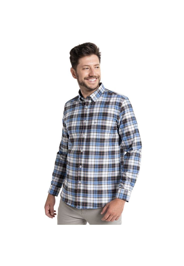 Camisa Oxford Cuadros Leon Azul Petroleo XL