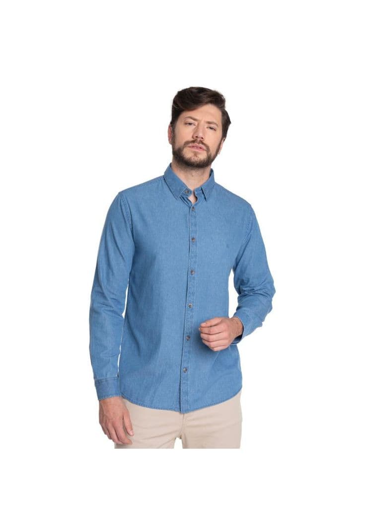 CAMISA HOMBRE CASUAL MANGA LARGA DENIM CADIZ azul claro M