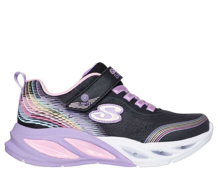 Zapatillas Nina Cosmic Glow Rainbow Beam Negro Skechers CL 35