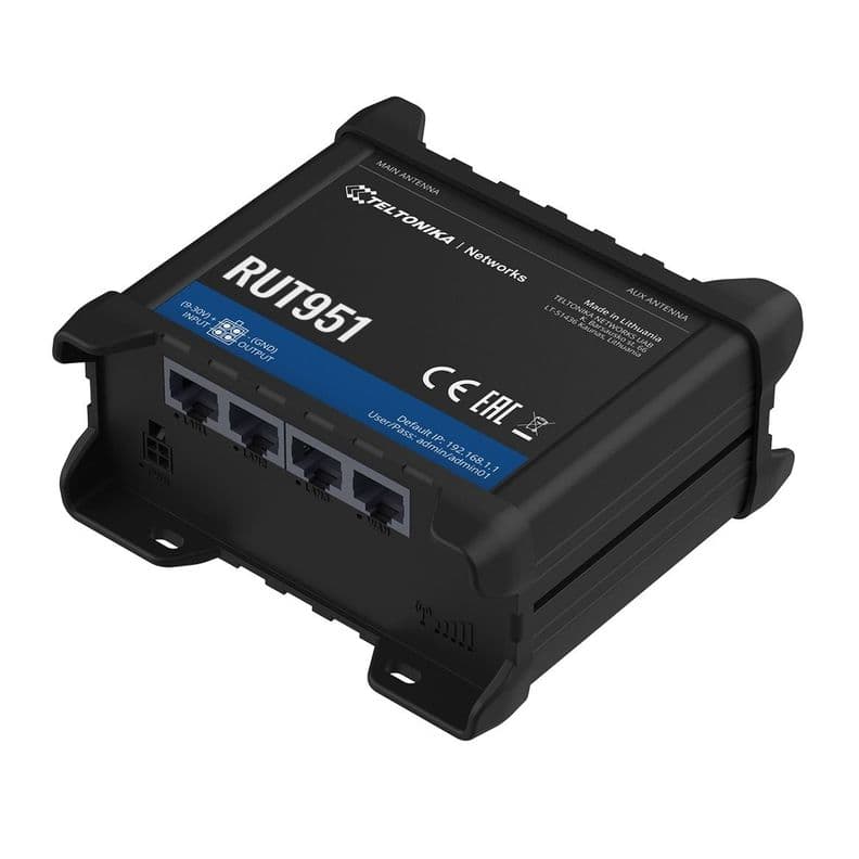 Router Celular Industrial 4G Cat4 - Teltonika RUT951 WiFi Negro
