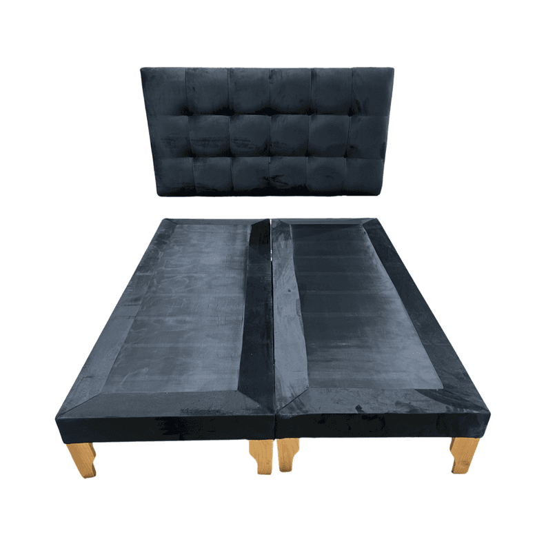 CAMA DOS PLAZA NEGRO FELPA