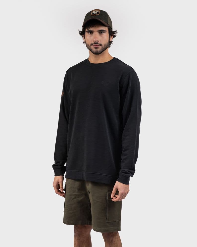 Poleron PullOver Eco Nouhud Hombre Gnomo Negro XL