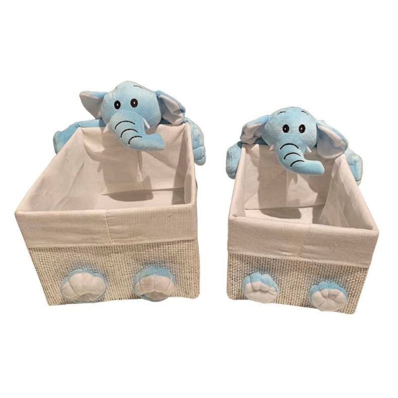 Canasto Infantil Elefante set de 2 Celeste