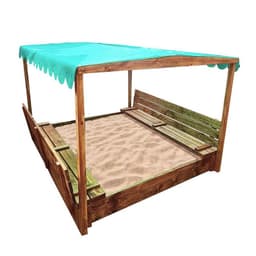 Arenero de Madera para Ninos con Techo 150x150x20 cm