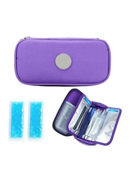 Bolso Estuche Porta Insulina Refrigerante Portatil De Viaje Tela Morado