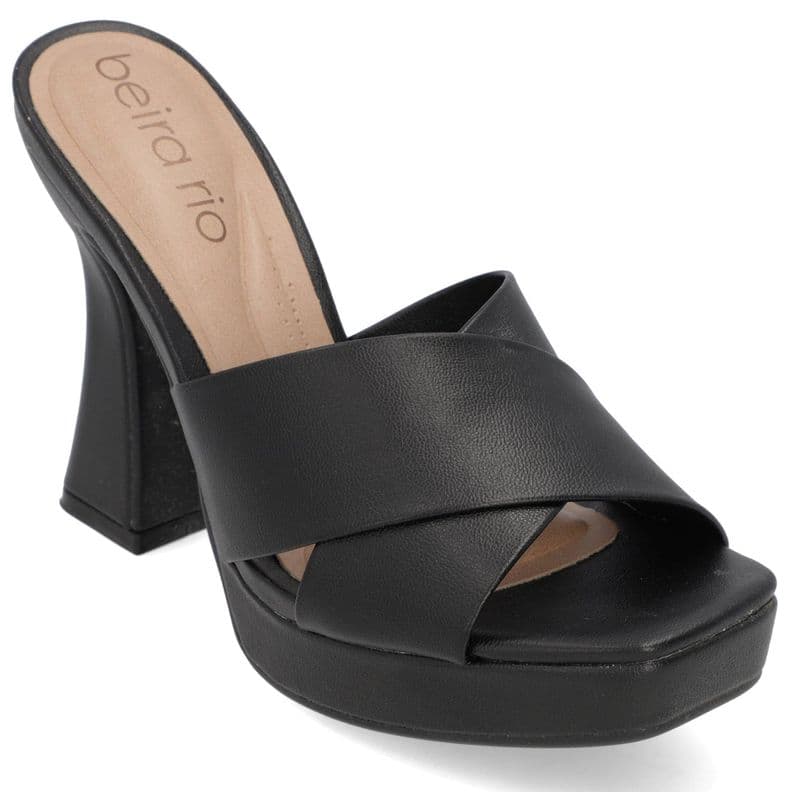 Sandalia Taco Ancho 10 Cm Beira Rio Eco Cuero Negro 34
