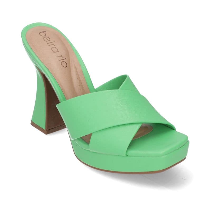 Sandalia Taco Ancho 10 Cm Beira Rio Eco Cuero Verde 38
