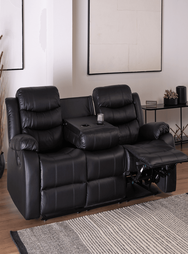 SOFA 3 CUERPOS SANTI BLACK CON POSAVASOS