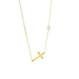 Collar Plata 925 Cruz Punto Luz Dorado