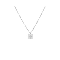 Collar Plata 925 Cruz Placa Plateado