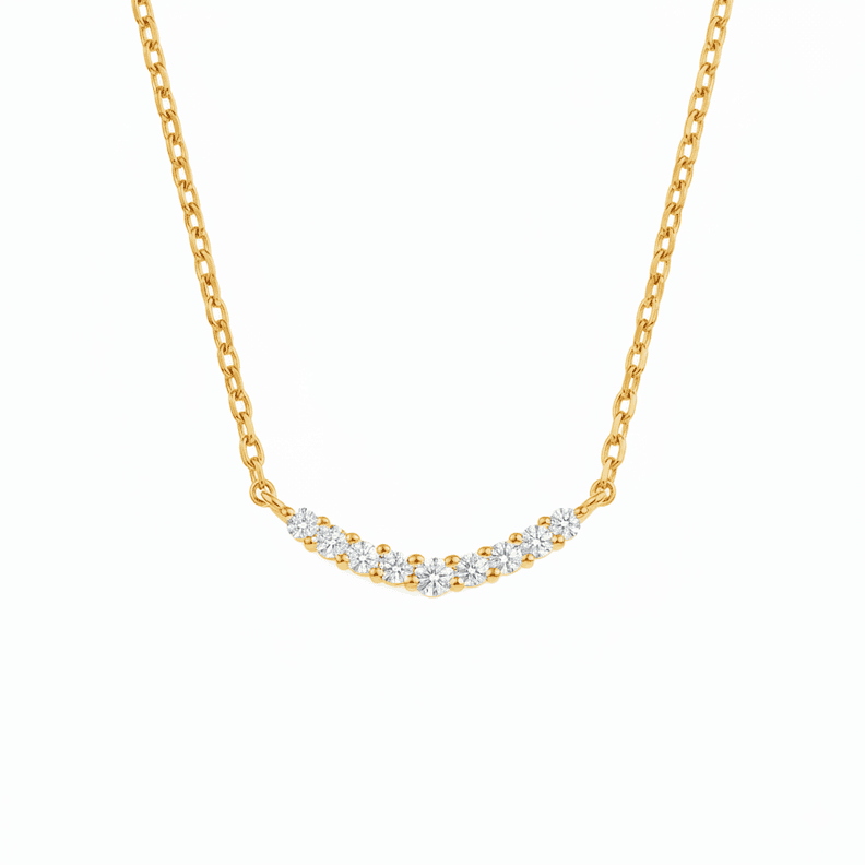Collar Plata 925 Sonrisa Brillitos Dorado
