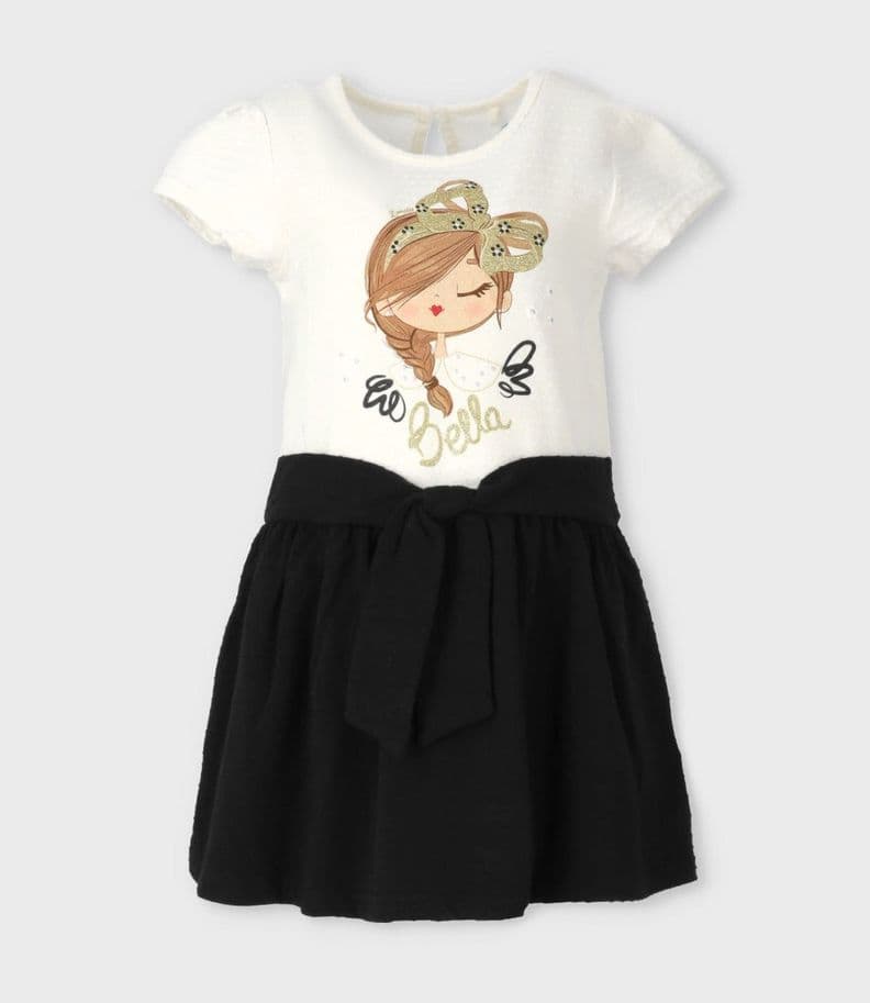 Vestido nina con puntos y estampado negro Limonada 3 Anos