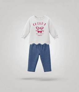 Conjunto bebe con cherry L12221270503 crudo Limonada Crema 24 Meses