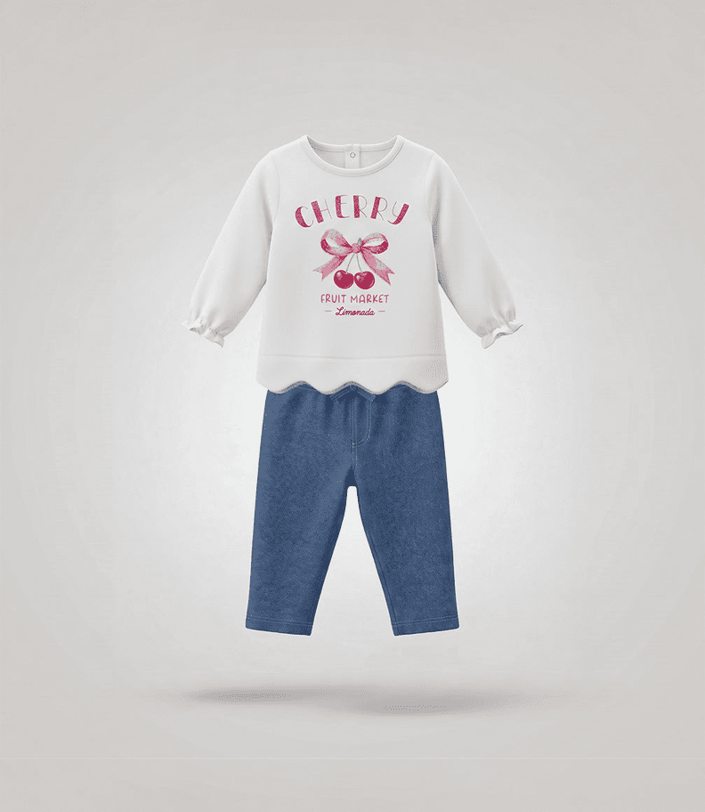 Conjunto bebe con cherry L12221270503 crudo Limonada Crema 24 Meses
