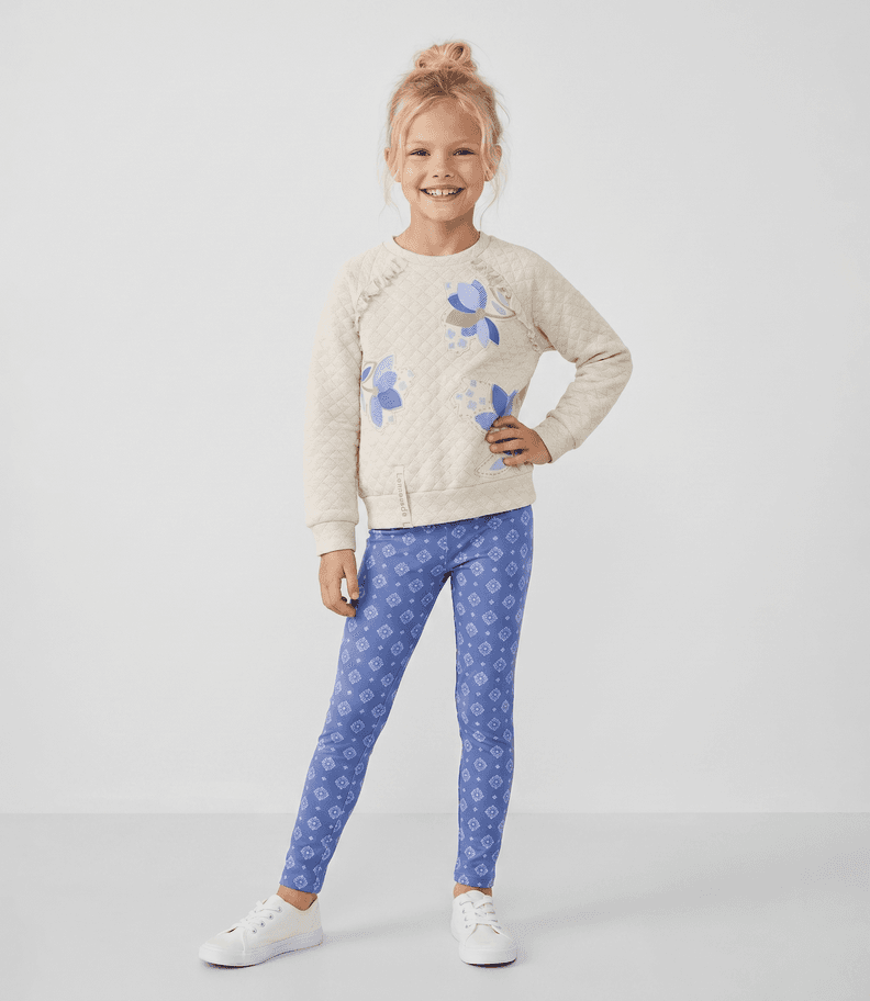Conjunto poleron y calza nina L11221270203 crudo Limonada Crema 2 Anos