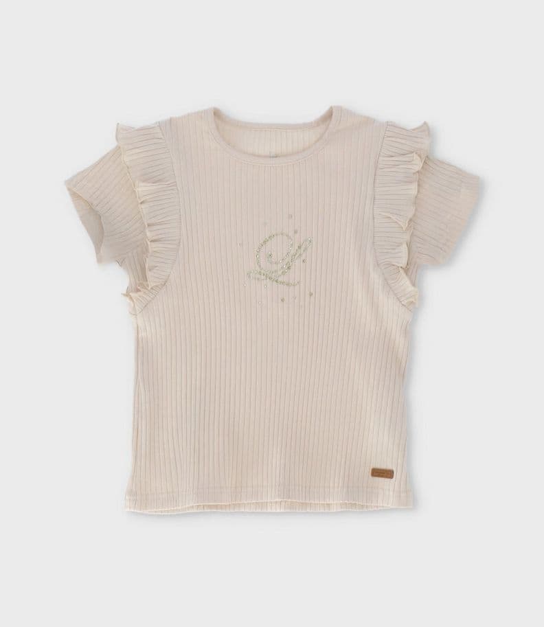 Polera manga corta nina acanalada beige Limonada 3 Anos
