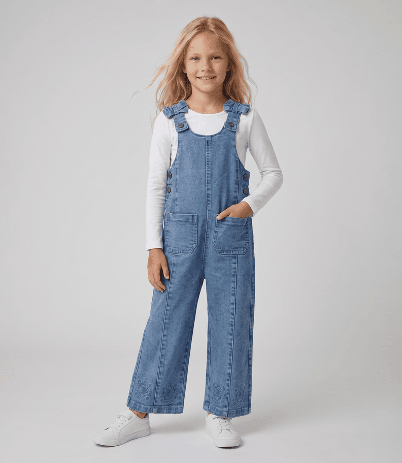 Jardinera nina con polera L11181270174 denim Limonada Celeste 6 anos
