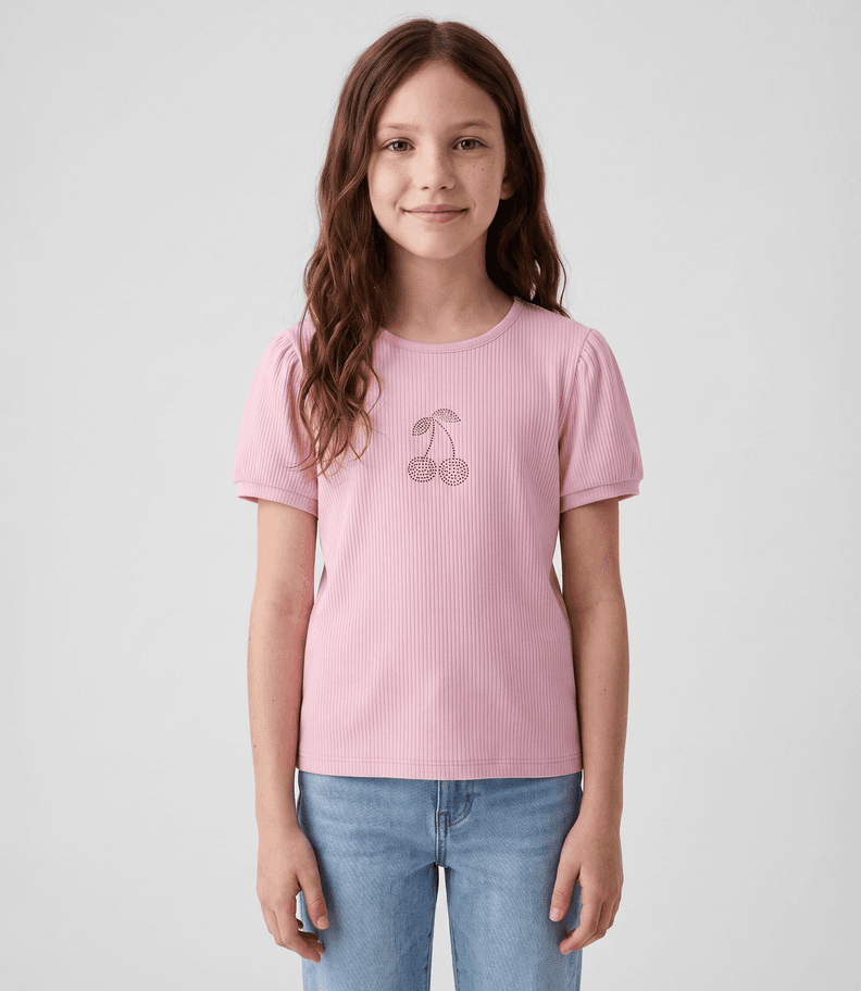 Polera manga corta nina cherry L11021270202 rosado Limonada 6 anos