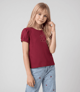 Polera manga corta nina L11021270288 frambuesa Limonada Fucsia 4 anos
