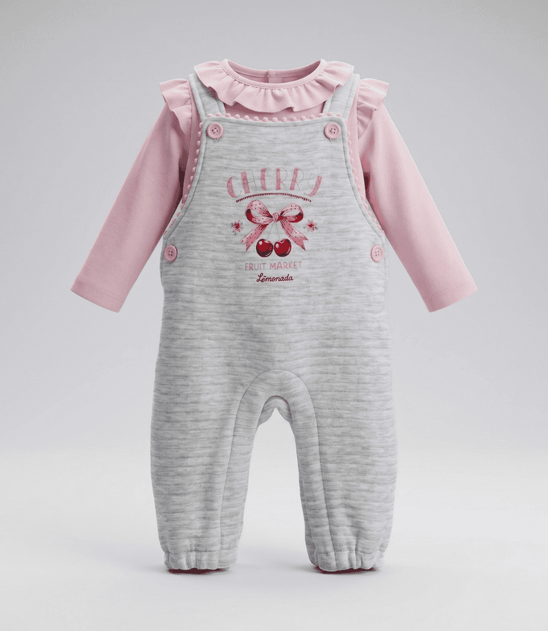 Jardinera con polera recien nacida L13181270365 gris 3 A 6 Meses