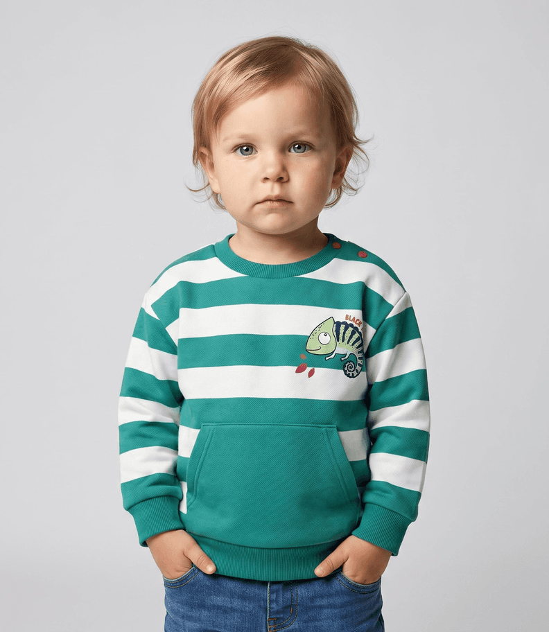 Poleron bebe rayado B12091270224 verde Black and blue 24 Meses